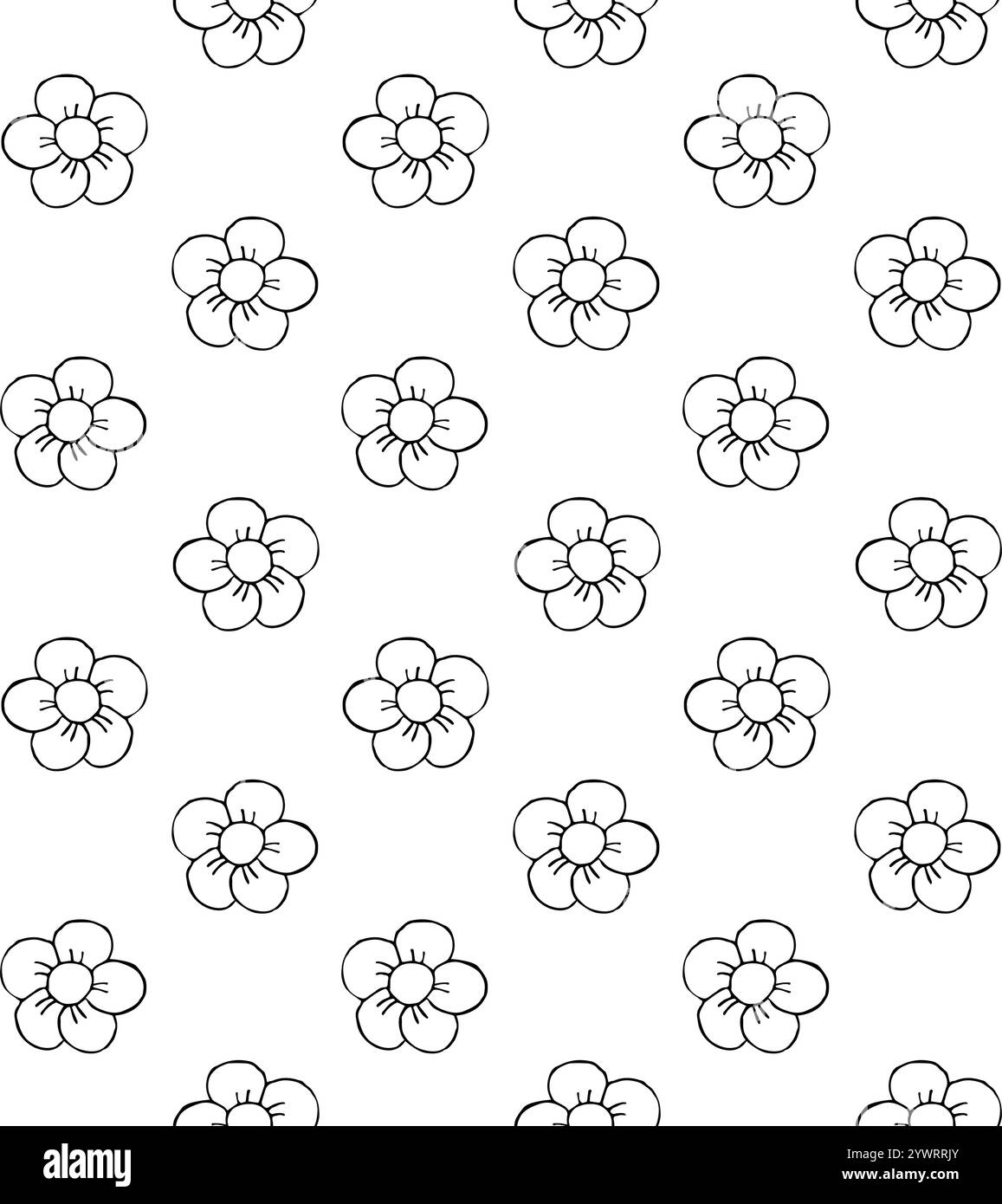 Vector seamless pattern of hand drawn doodle sketch outline flowers ...