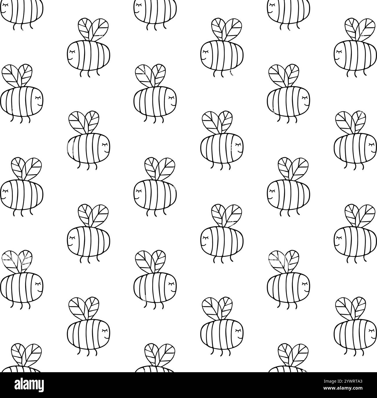 Vector seamless pattern of hand drawn doodle sketch bumblebee bee ...