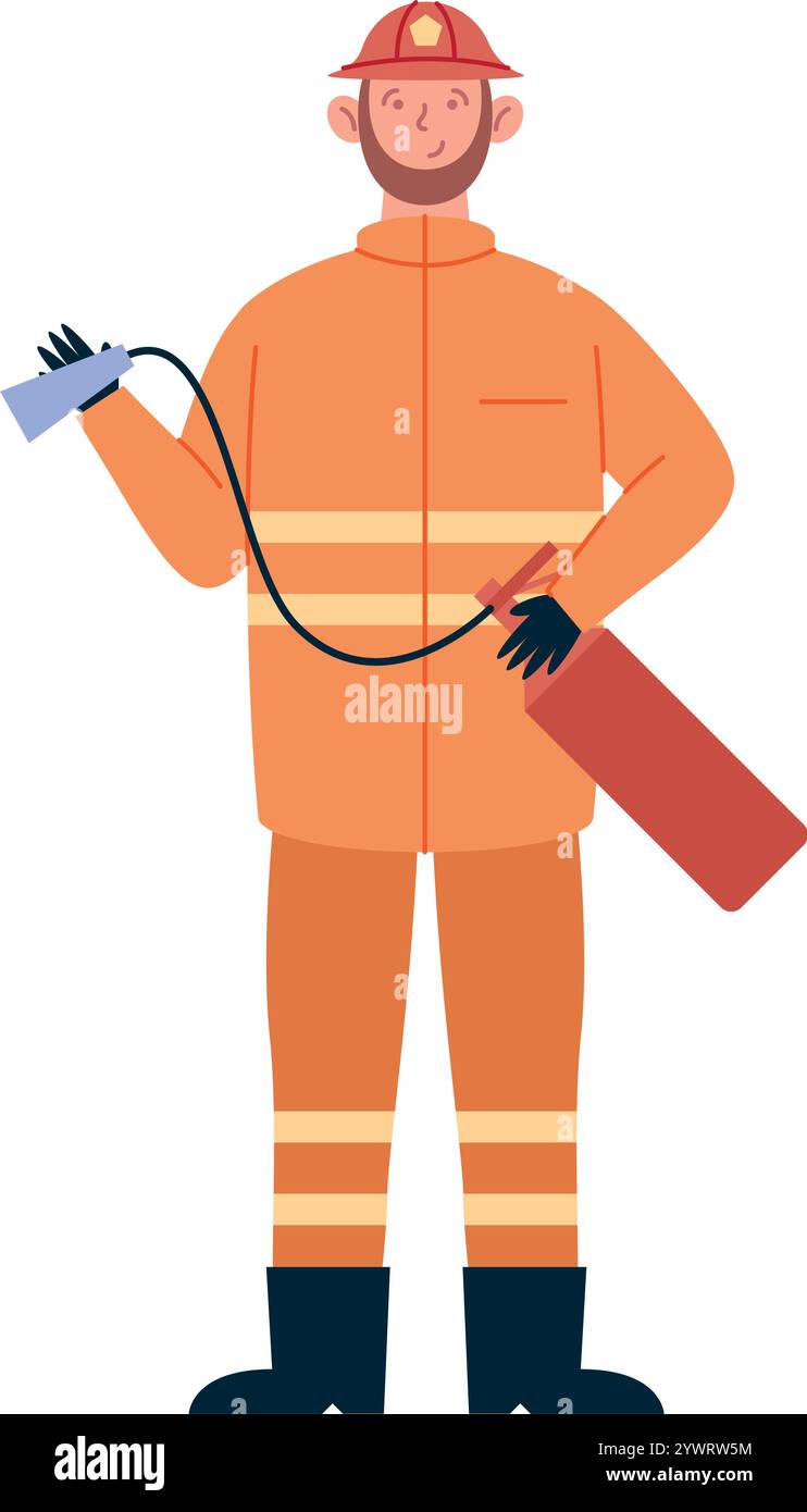 firefighter with extinguisher Stock Vector Image & Art - Alamy