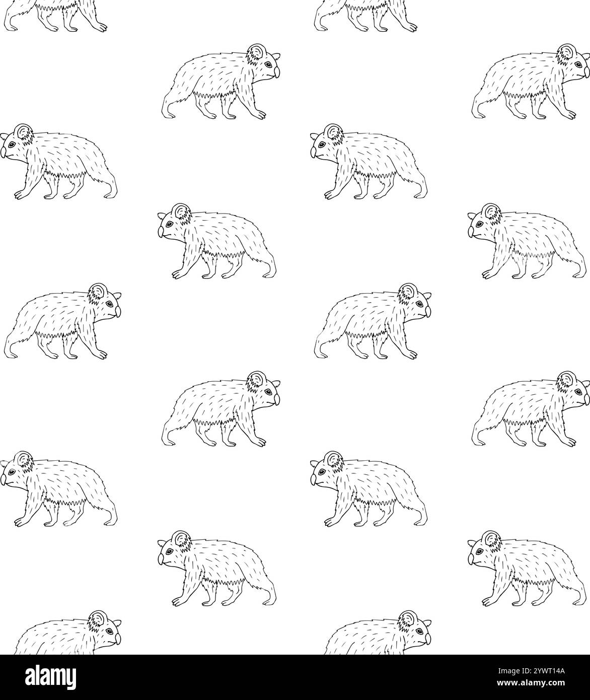 Vector seamless pattern of hand drawn doodle sketch walking koala ...