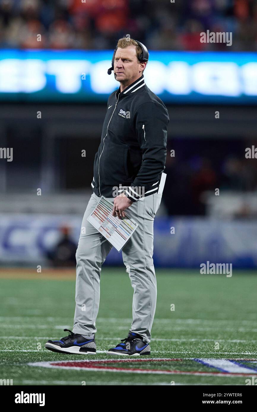 Southern Methodist Mustangs head coach Rhett Lashlee stands on the ...