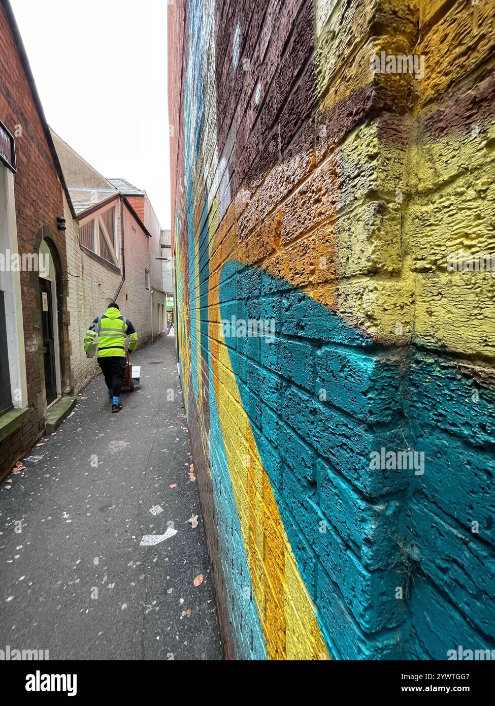 Brightly painted walls of Union Passage, Hereford UK. - Smartphone Captured Stock Image