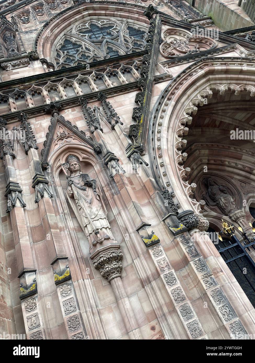 Bishops statue, west elevation Hereford Cathedral. UK - Smartphone Captured Stock Image