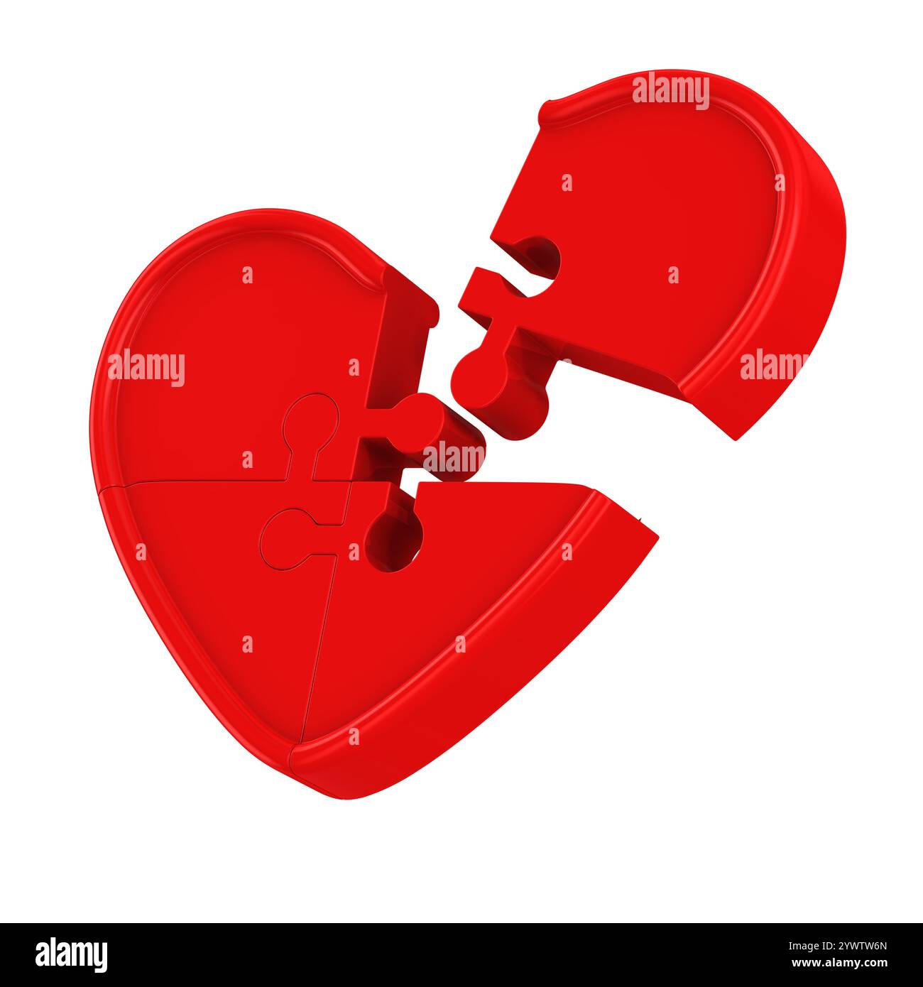 Red heart from puzzle on white background. Isolated 3D illustration ...