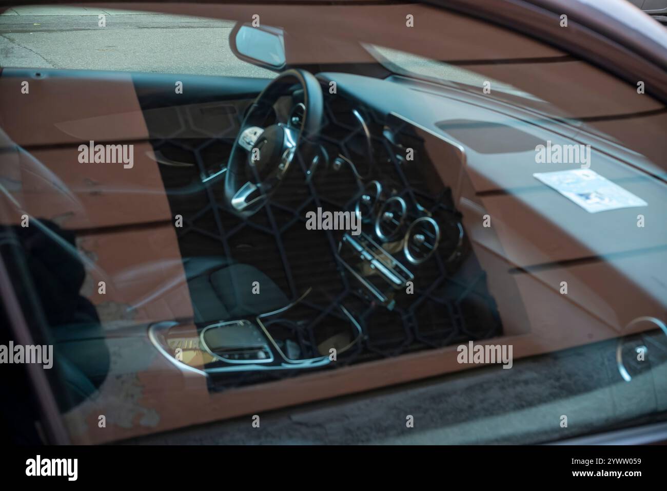 Cremona, Italy - November 27th 2024 Modern car interior showcasing dashboard, steering wheel, and center console of a mercedes-benz gla 250 4matic suv Stock Photo