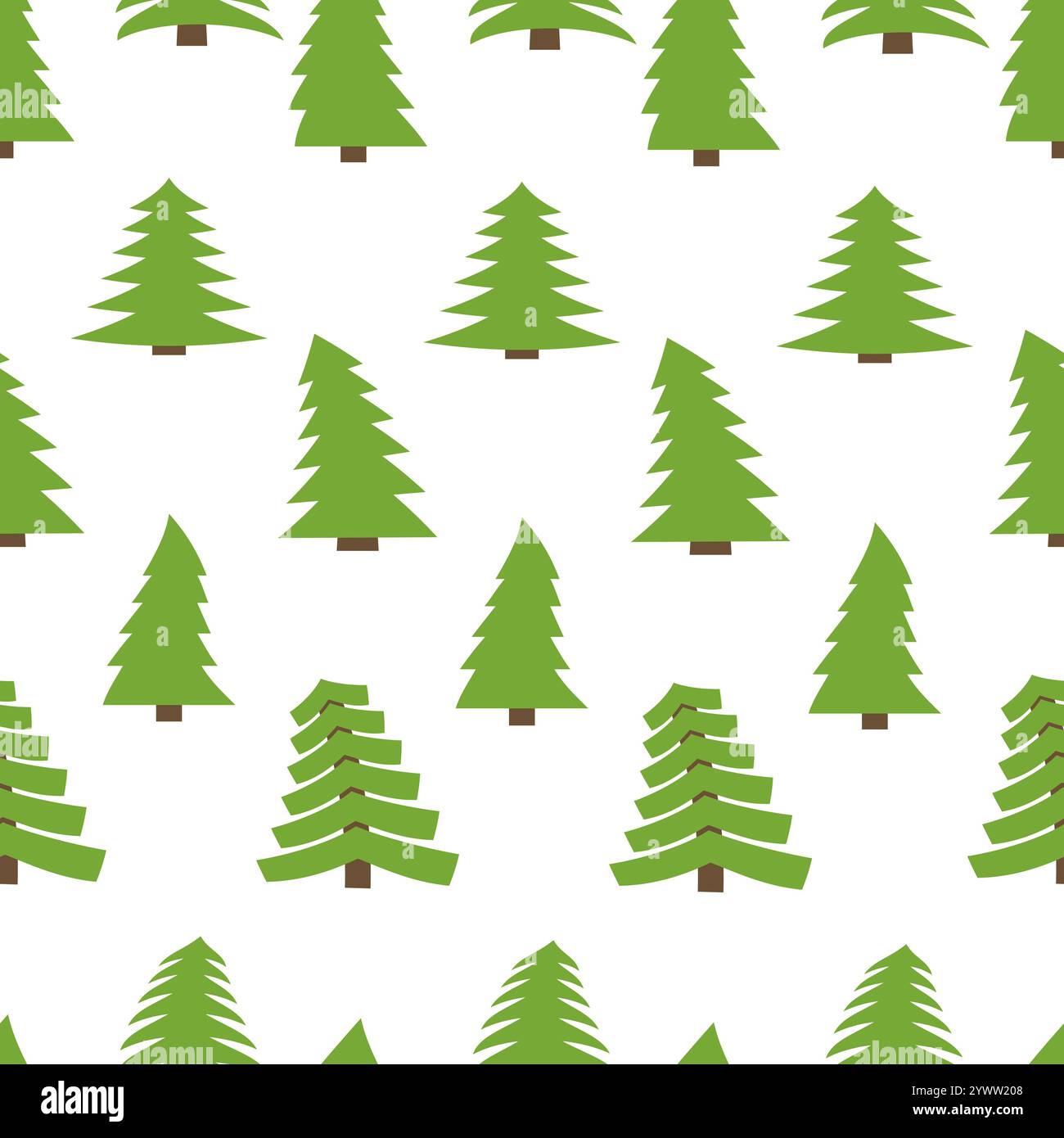 Seamless pattern with spruces on white background. Vector illustration Stock Vector