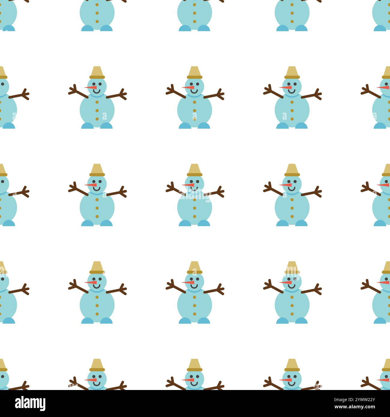 Seamless Pattern with Snowman in flat style. Vector illustration Stock Vector