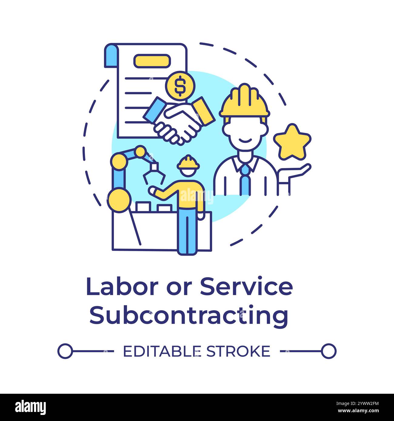 Labor or service subcontracting multi color concept icon Stock Vector