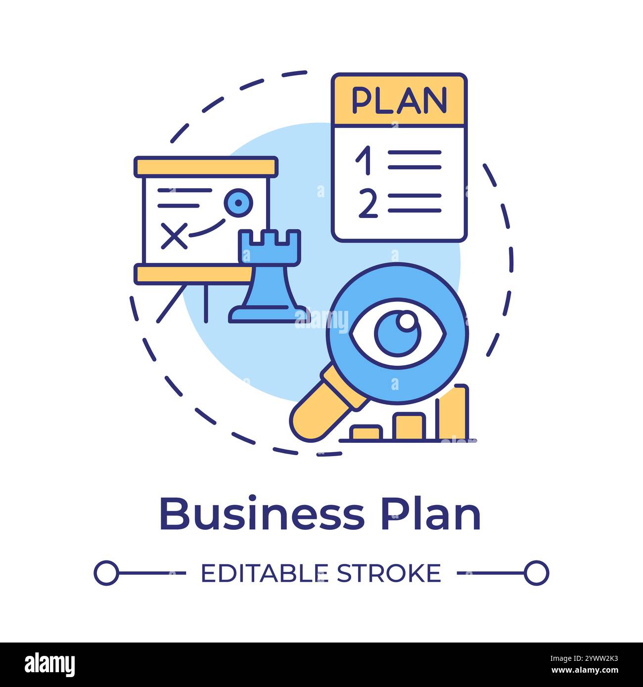 Business plan multi color concept icon Stock Vector