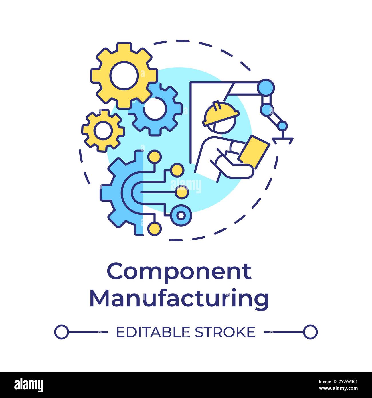 Contract manufacturing multi color concept icon Stock Vector