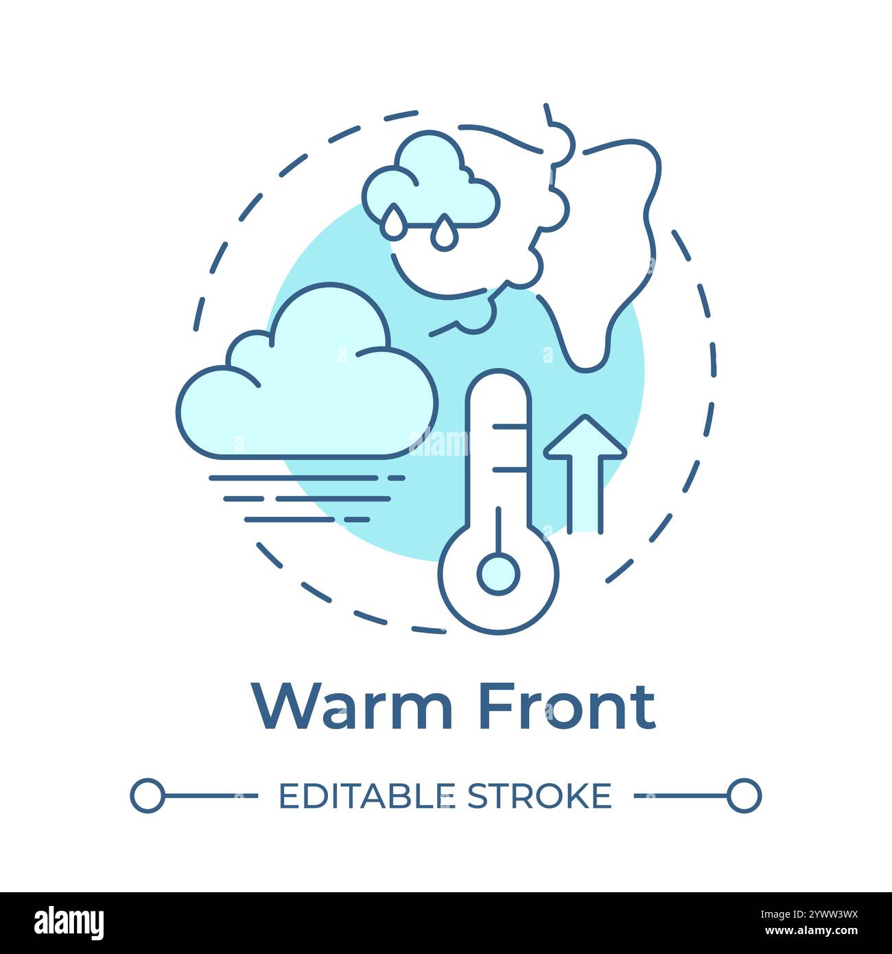 Warm front soft blue concept icon Stock Vector