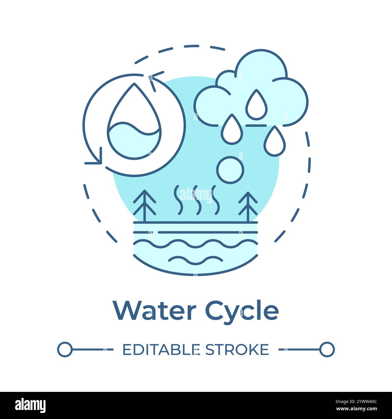 Water cycle soft blue concept icon Stock Vector