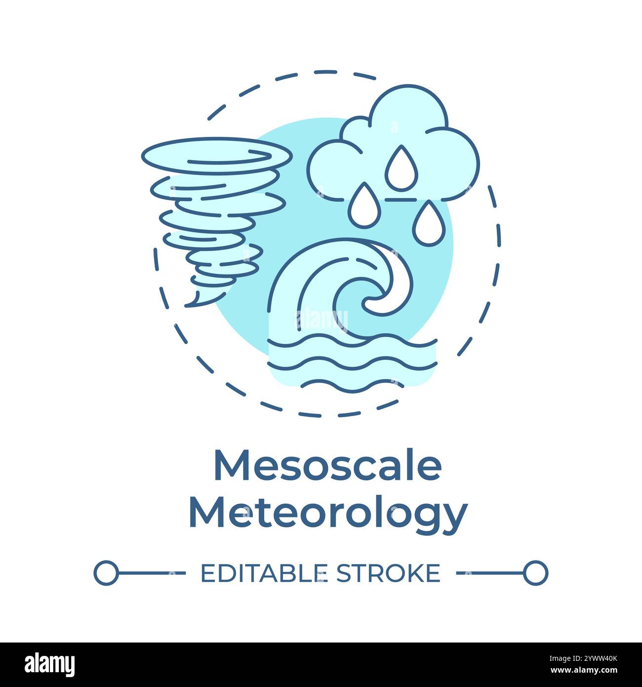 Mesoscale meteorology soft blue concept icon Stock Vector