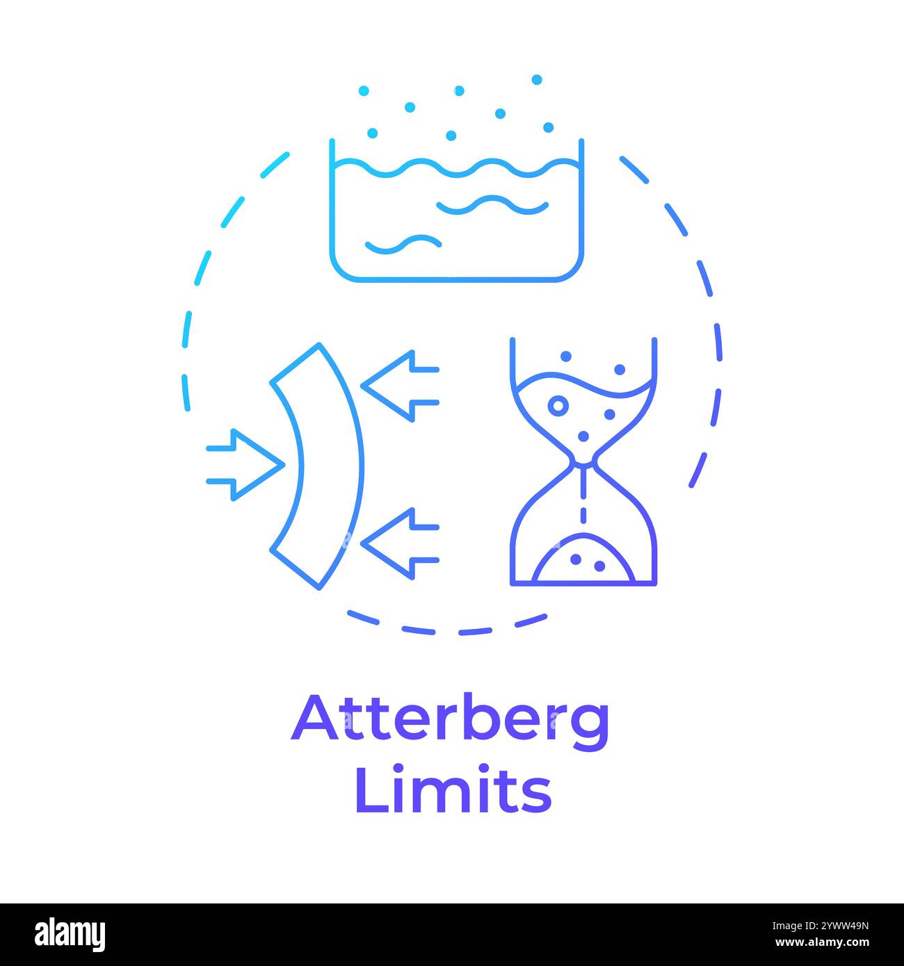 Atterberg limits test blue gradient concept icon Stock Vector