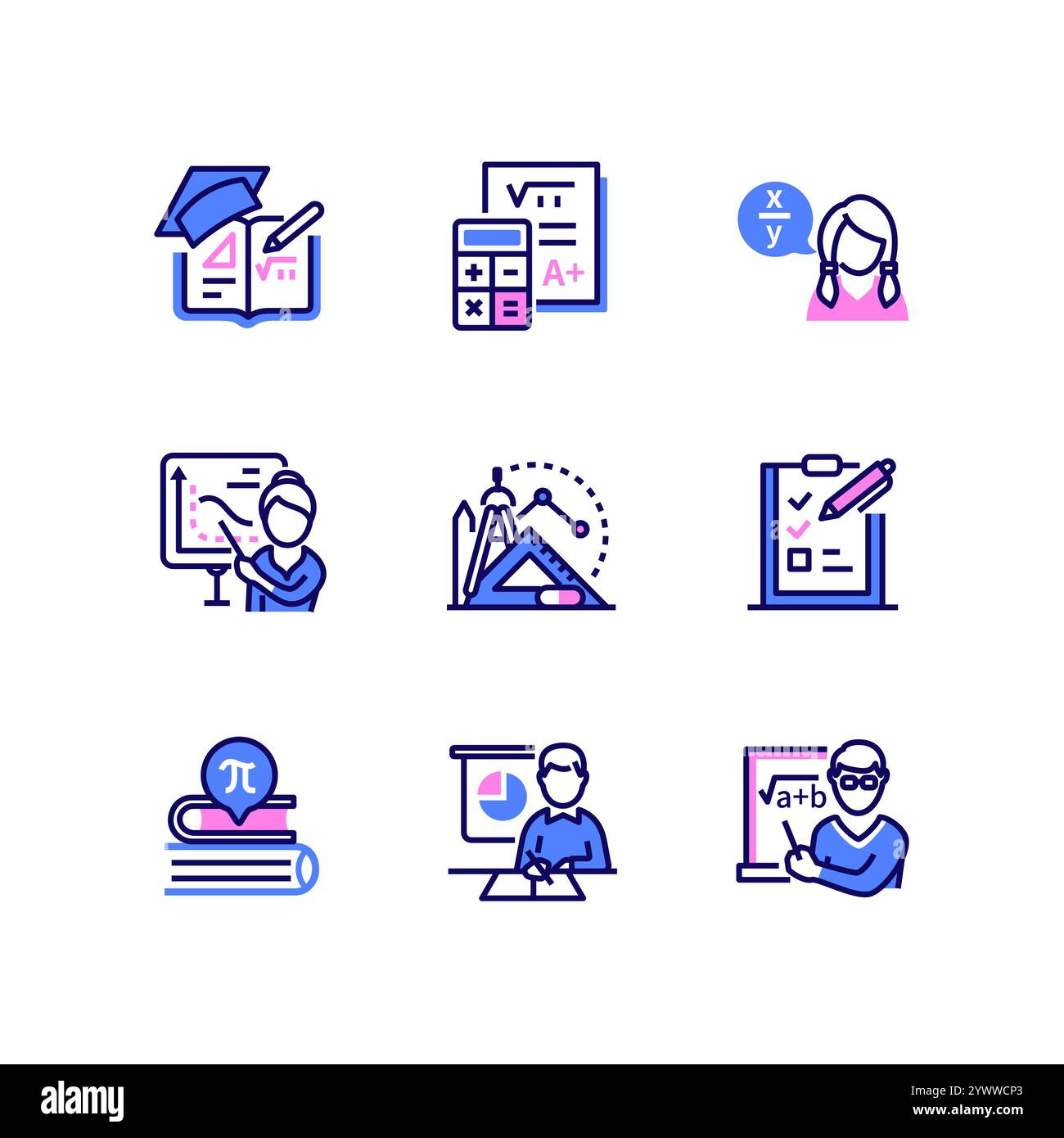 Maths teacher line design hi-res stock photography and images - Alamy