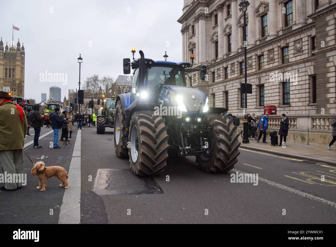 London, UK. 11th December 2024. Hundreds of tractors block Whitehall as ...