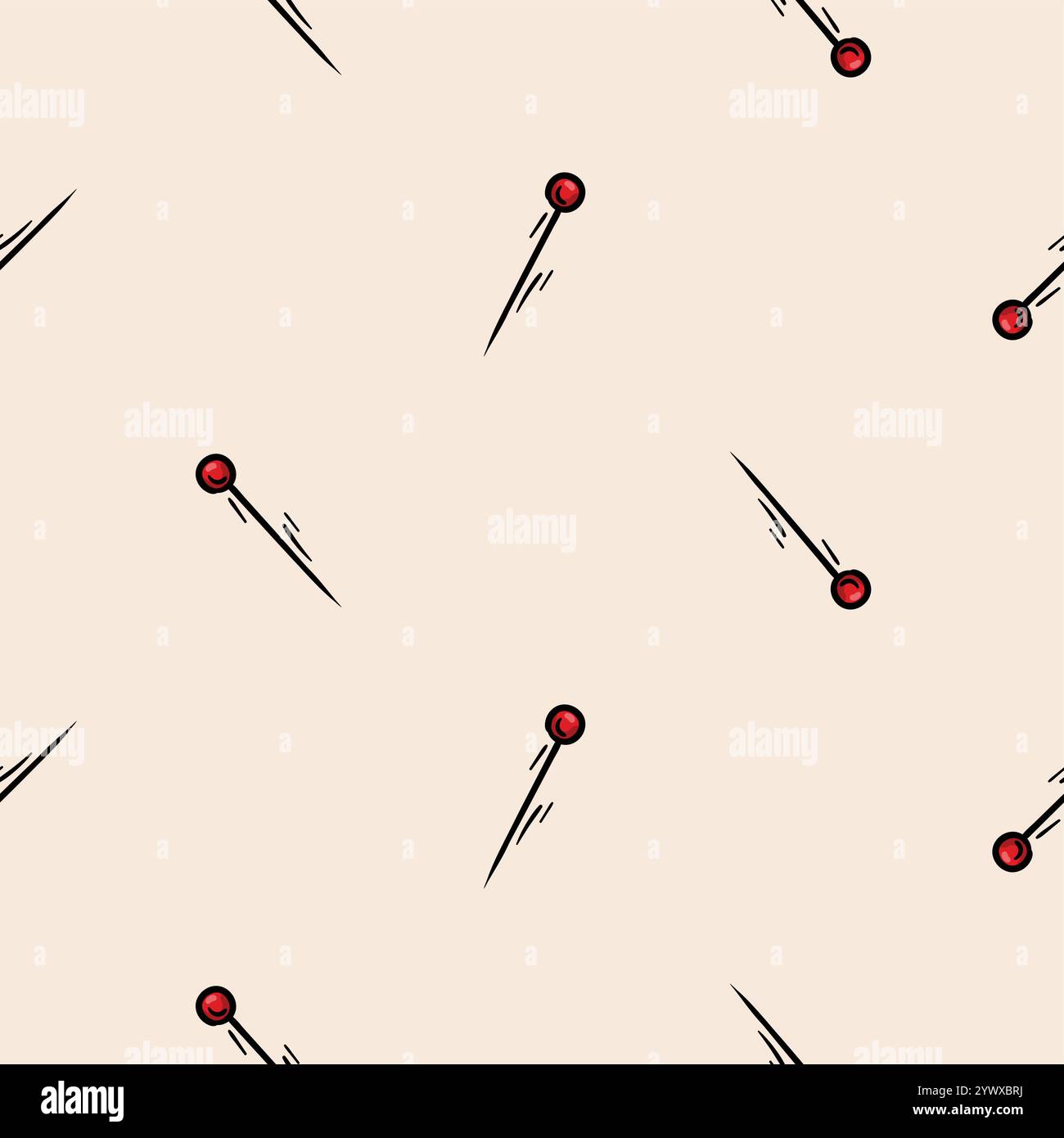 Seamless pattern with sewing pins. Vector background associated with handmade, needlework Stock Vector