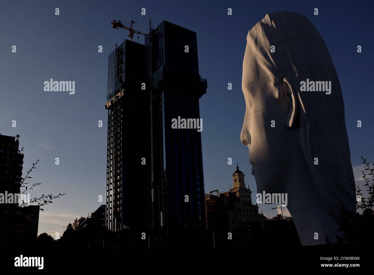 The sculpture 'Julia' by Catalan sculptor Jaume Plensa, at the Plaza de Colón in Madrid, Spain. Stock Photo