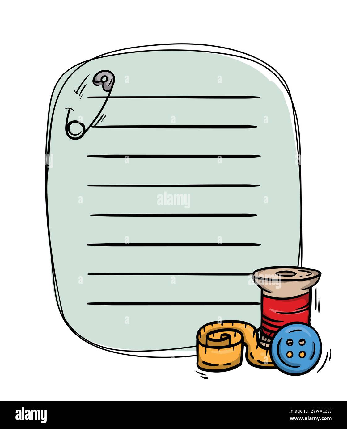 Colorful notepad page template. Vector illustration of a measuring tape ...