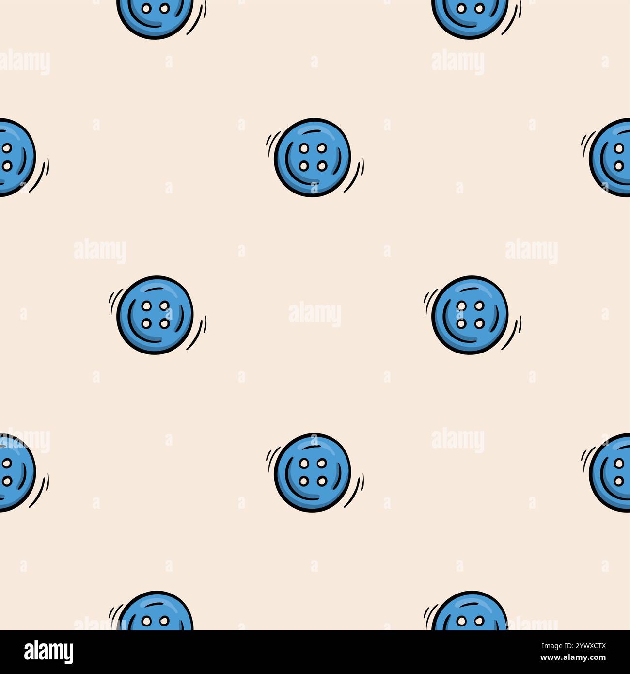 Seamless pattern with blue buttons. Vector background associated with handmade, needlework. Design for decorations Stock Vector