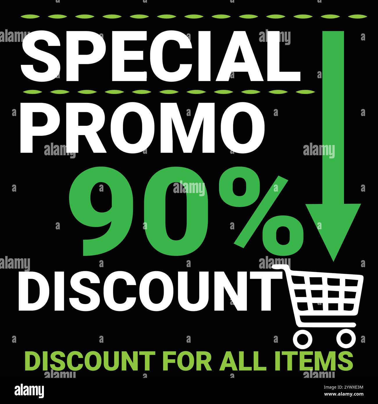 Special Promo 90 Percent Discount For All Items Banner With Black