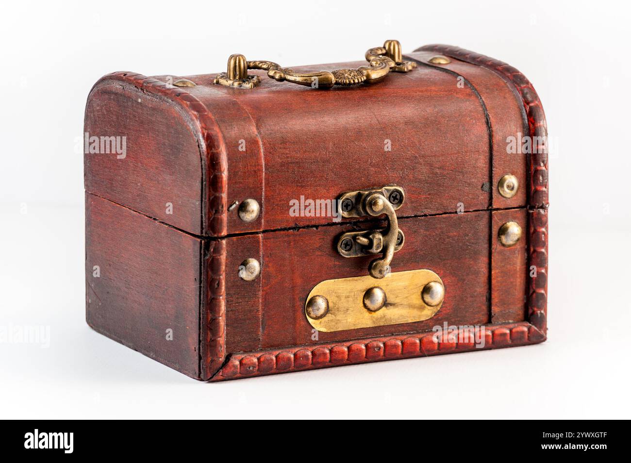 Closed old antique chest isolated on white background Stock Photo - Alamy