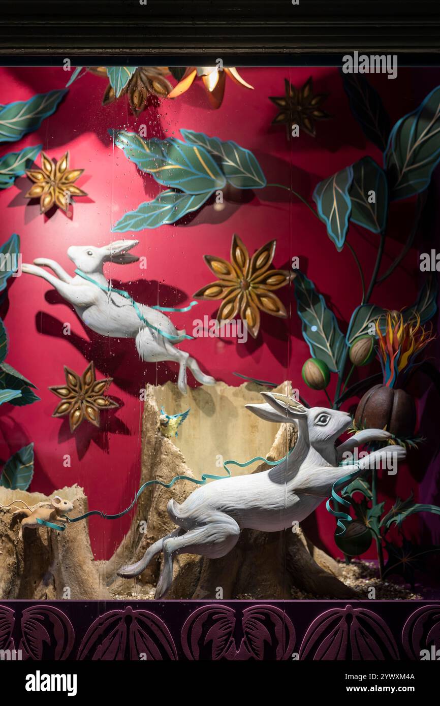 London, UK - December 1, 2024, A Christmas display in Fortnum & Mason ...