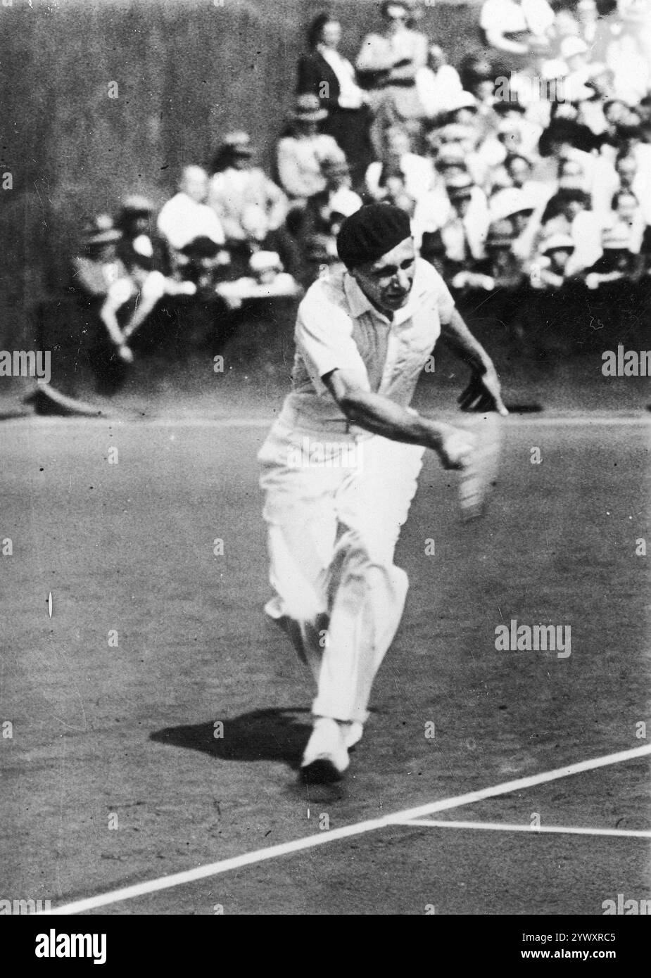Davis Cup Final Match France-USA in Paris. American tennis player Wilmer Allison during a game..  Paris France, August, 1932 Stock Photo