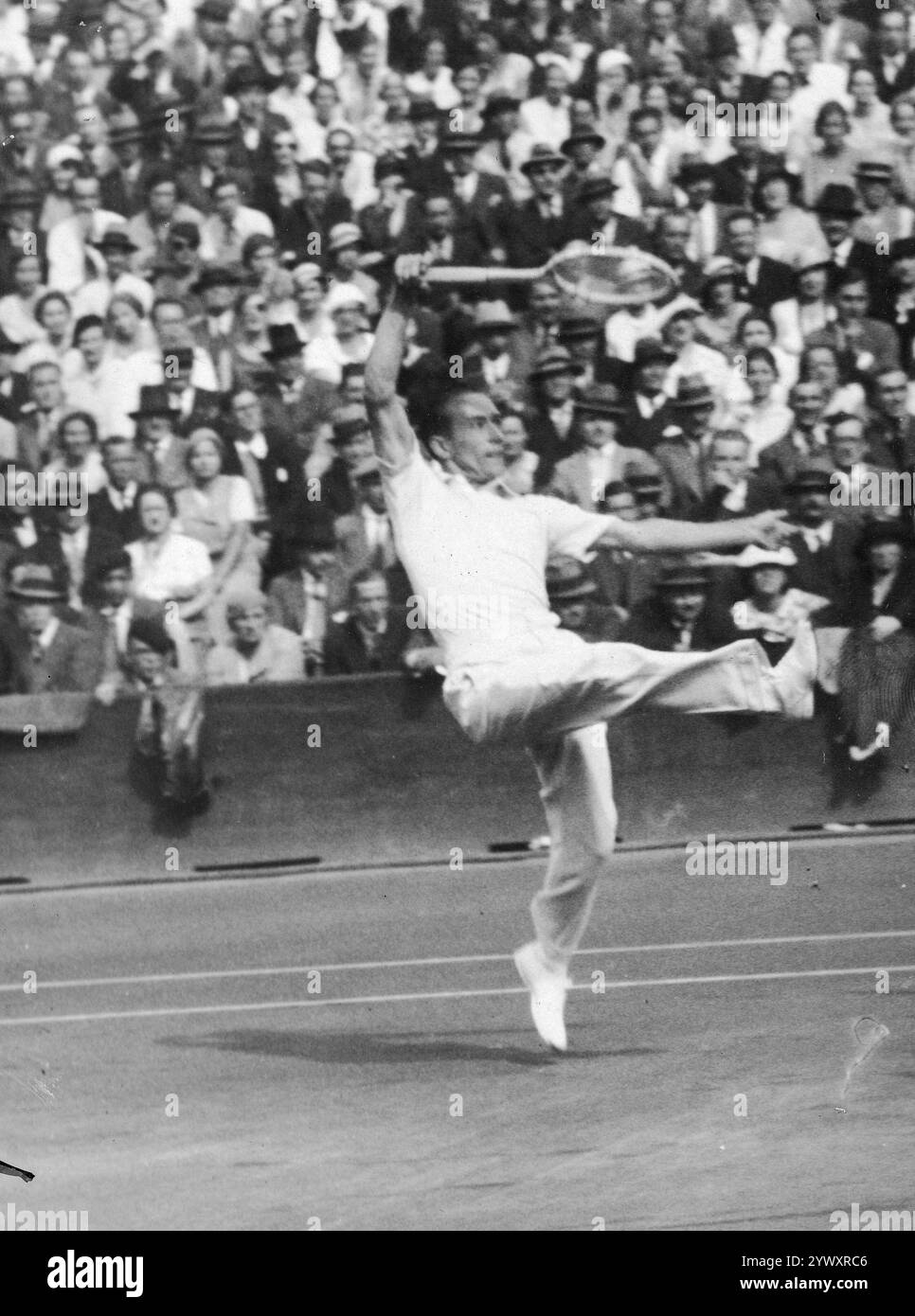 Davis Cup Final Match France-USA in Paris.  French tennis player Henri Cochet during a game.  Paris France, August, 1932 Stock Photo