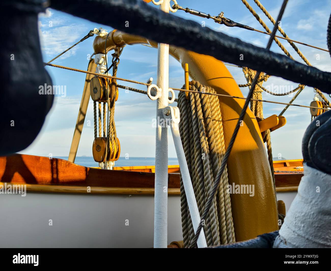 Ropes stretched across the masts of an old ship Stock Photo - Alamy