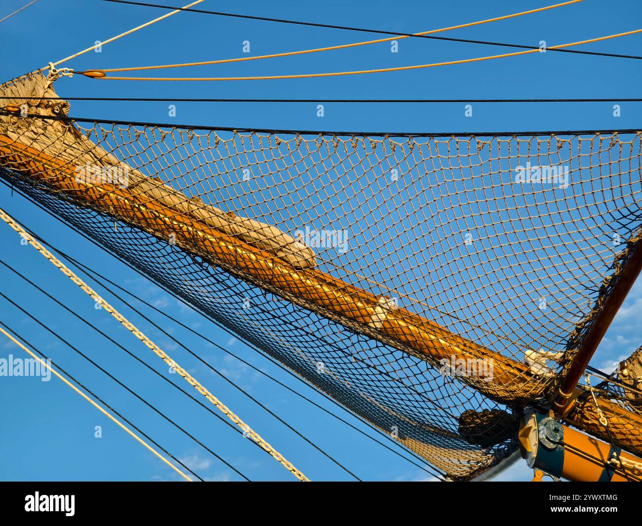 Ropes stretched across the masts of an old ship Stock Photo - Alamy
