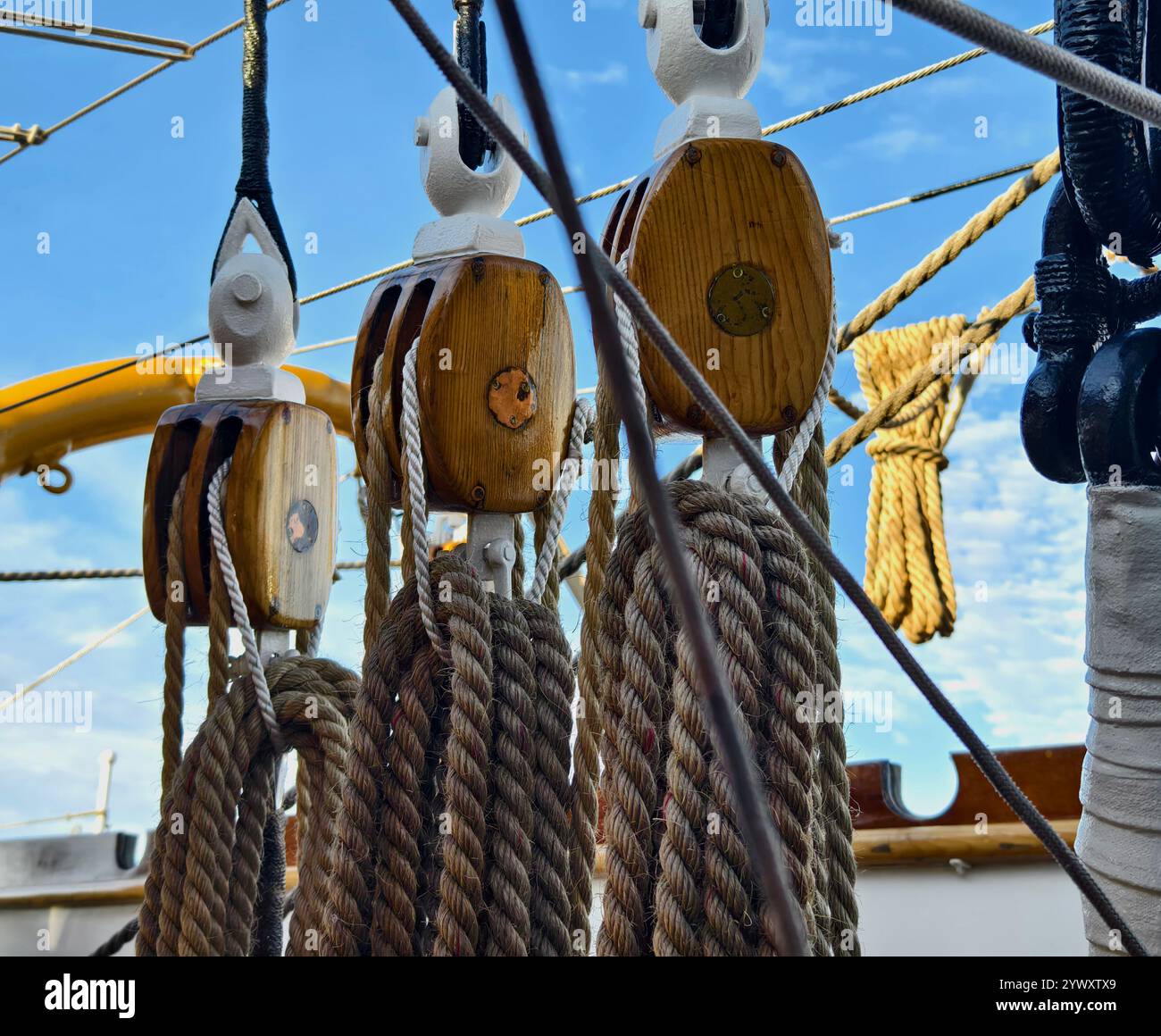Ropes stretched across the masts of an old ship Stock Photo - Alamy