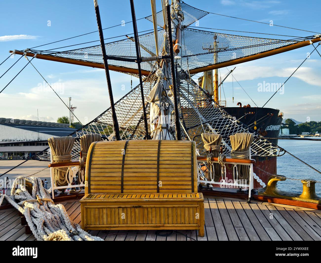 Ropes stretched across the masts of an old ship Stock Photo - Alamy