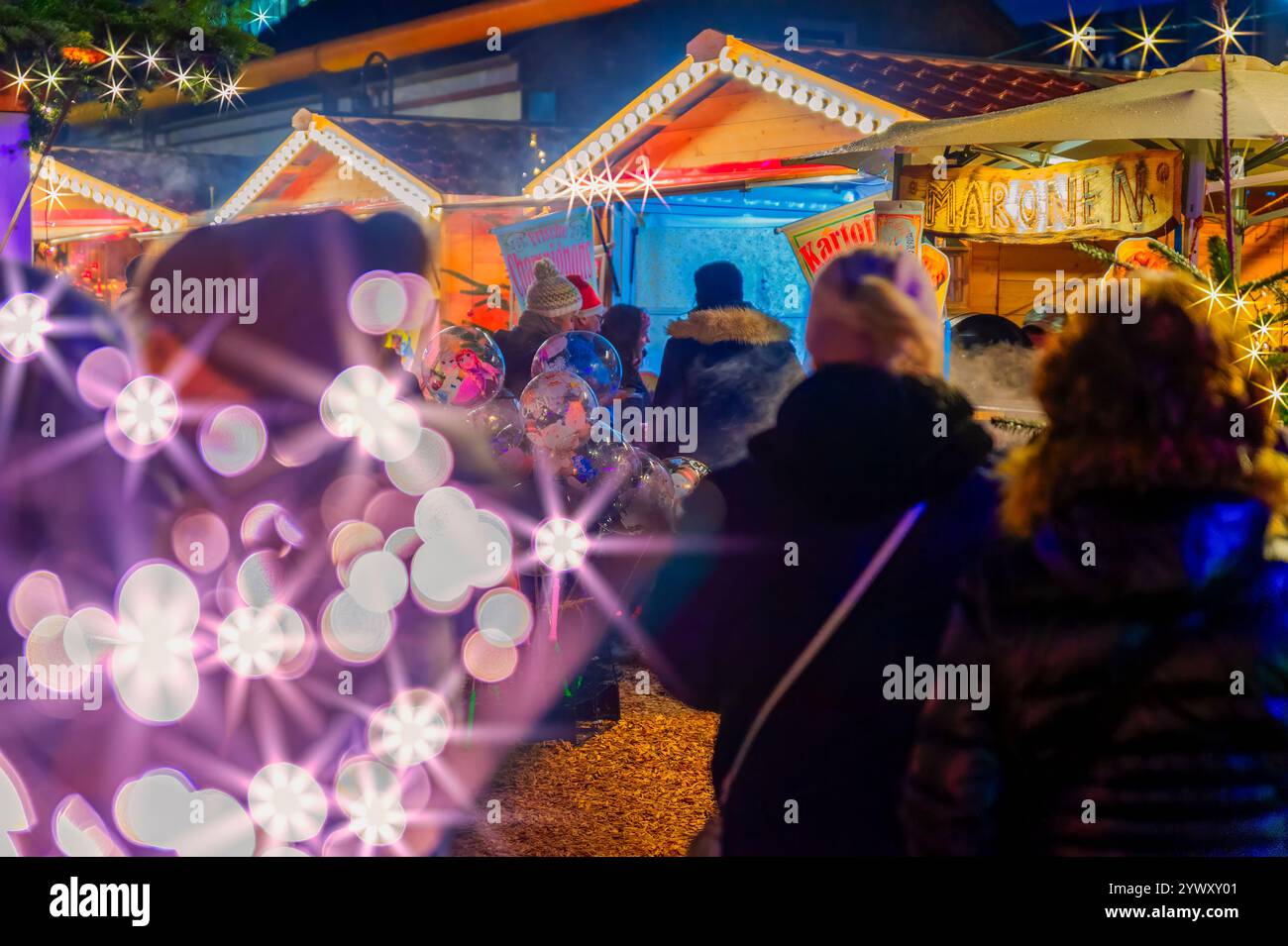 Lights At The Christmas Market Stock Photo - Alamy