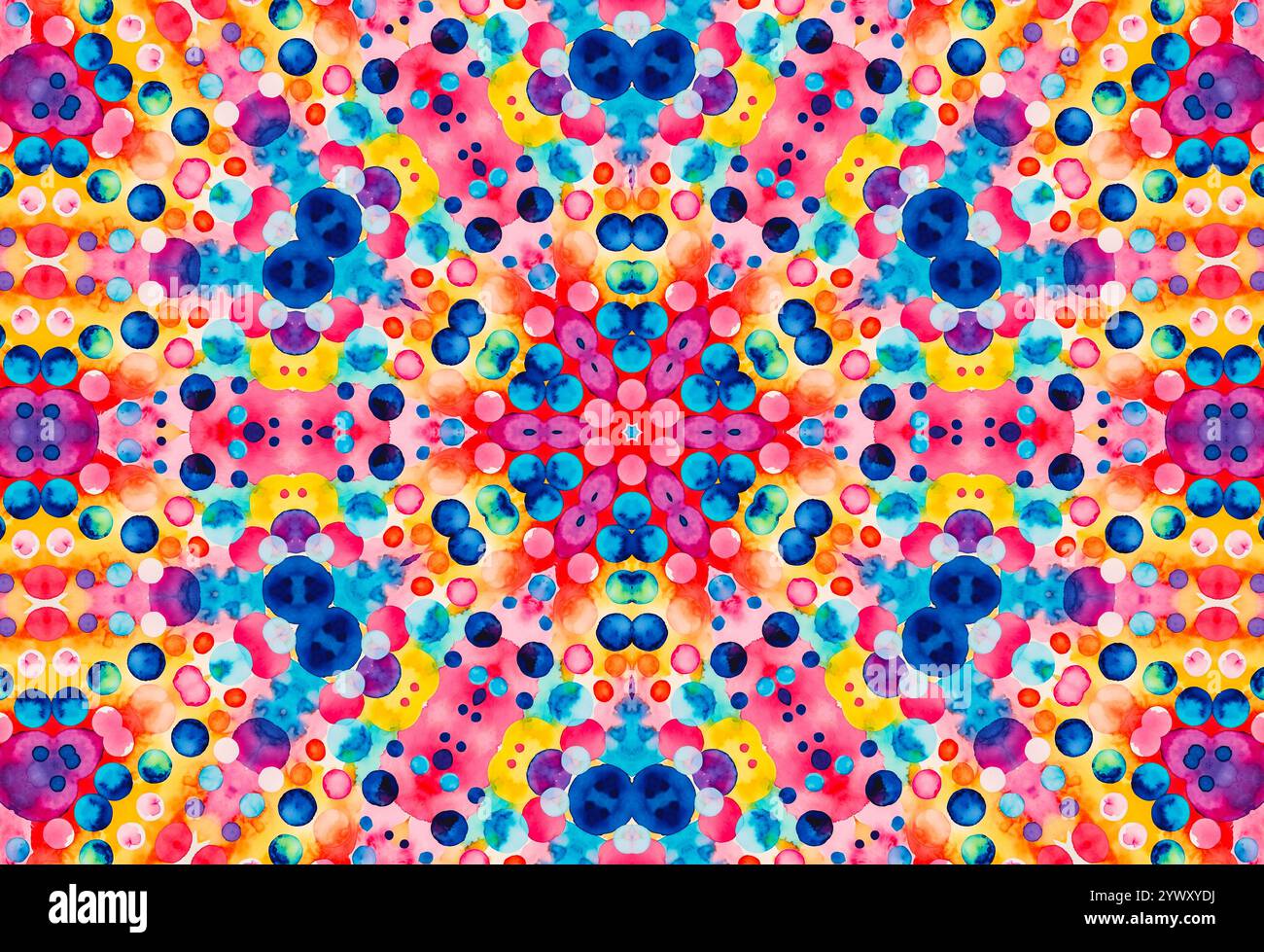Abstract watercolor background with bright colorful concentric pattern ...