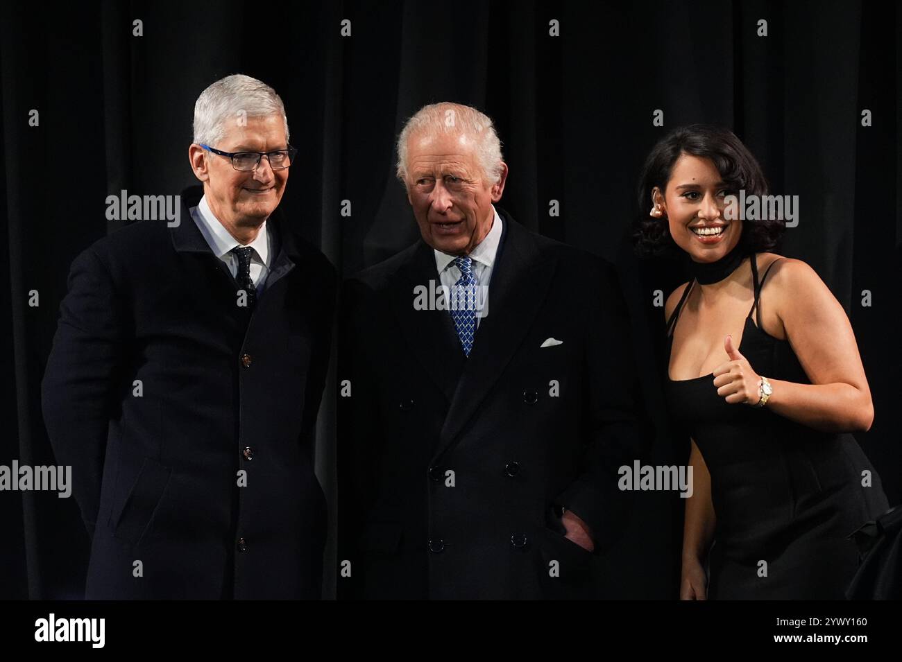 Tim Rayee King Charles III (centre) with chief executive of Apple, Tim Cook and ...