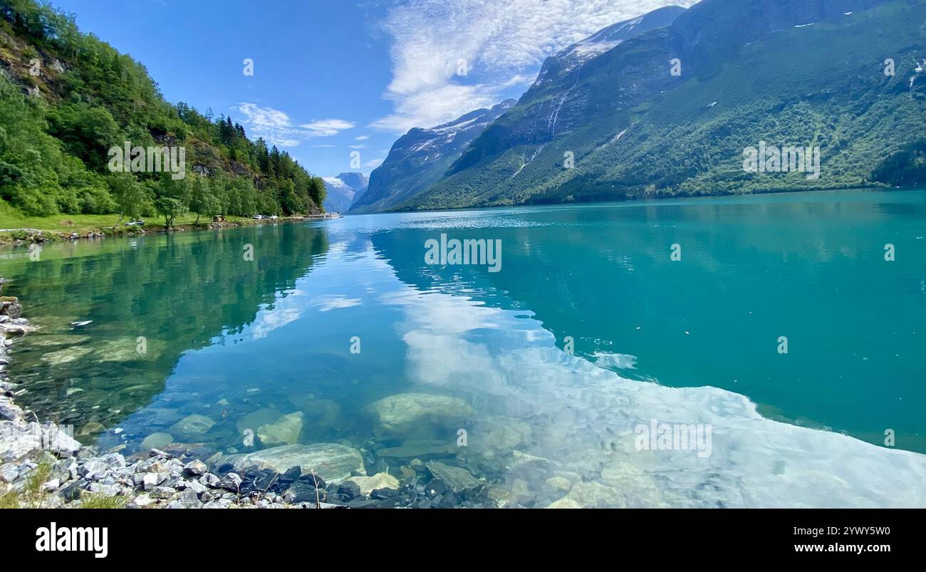 Beautiful view of a clear mountain lake in Norway Stock Photo