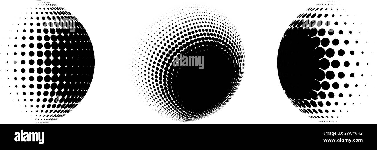 black circle halftone banners isolated. Vector illustration Stock ...
