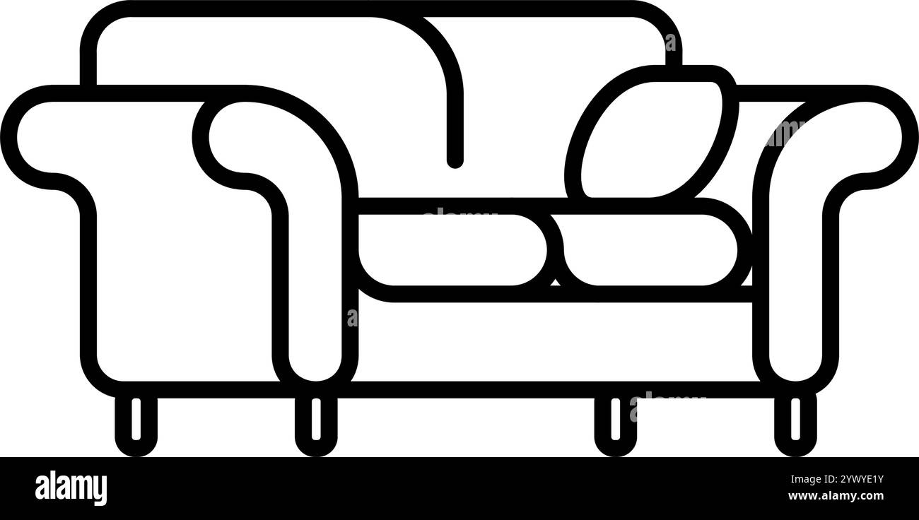 sofa design with linear style in transparent background Stock Vector