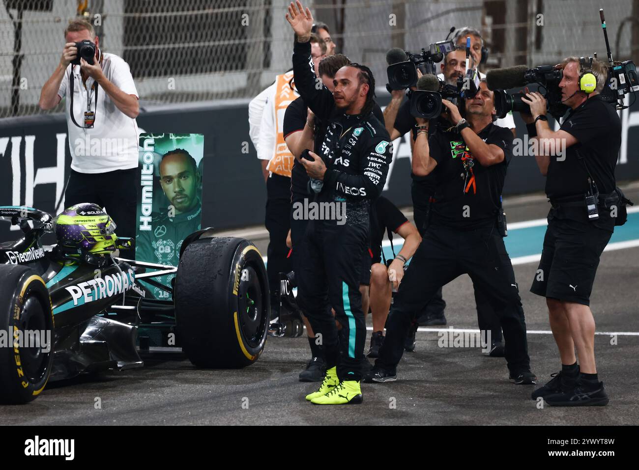 Lewis Hamilton of Mercedes after Formula 1 Abu Dhabi Grand Prix at Yas ...