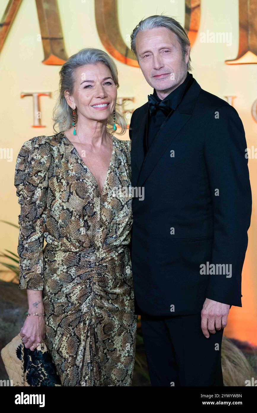 London, UK. Hanne Jacobsen and Mads Mikkelsen at Mufasa: The Lion
