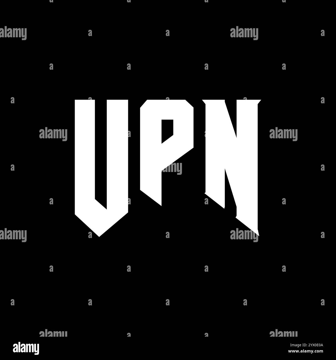 UPN letter logo design for technology company. UPN logo design black and white color combination. UPN logo, UPN vector, UPN design, UPN icon, UPN alph Stock Vector