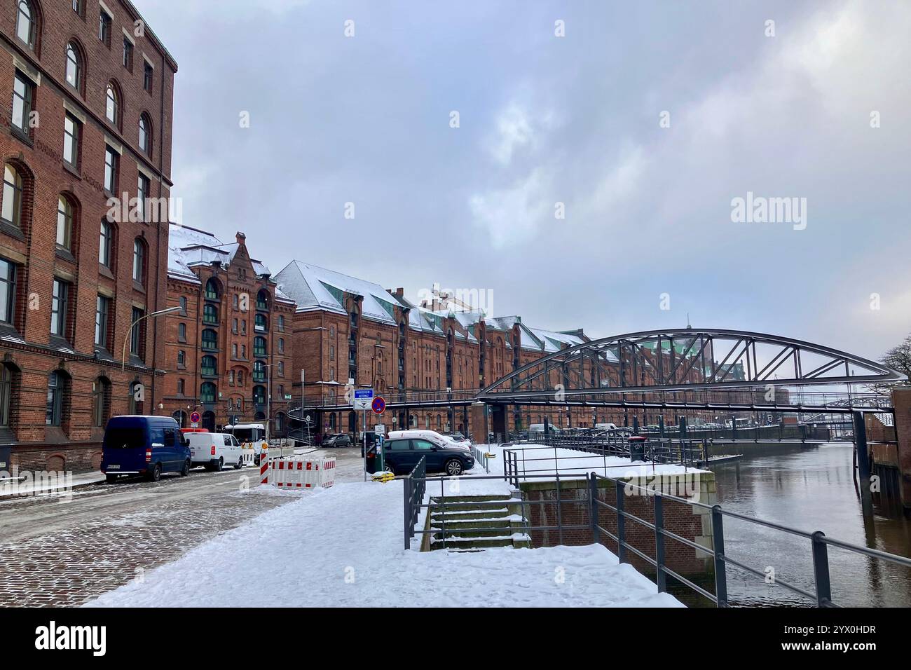 The Speicherstadt Warehouse District. HafenCity, Hamburg, Germany. 10th January 2024. - Smartphone Captured Stock Image