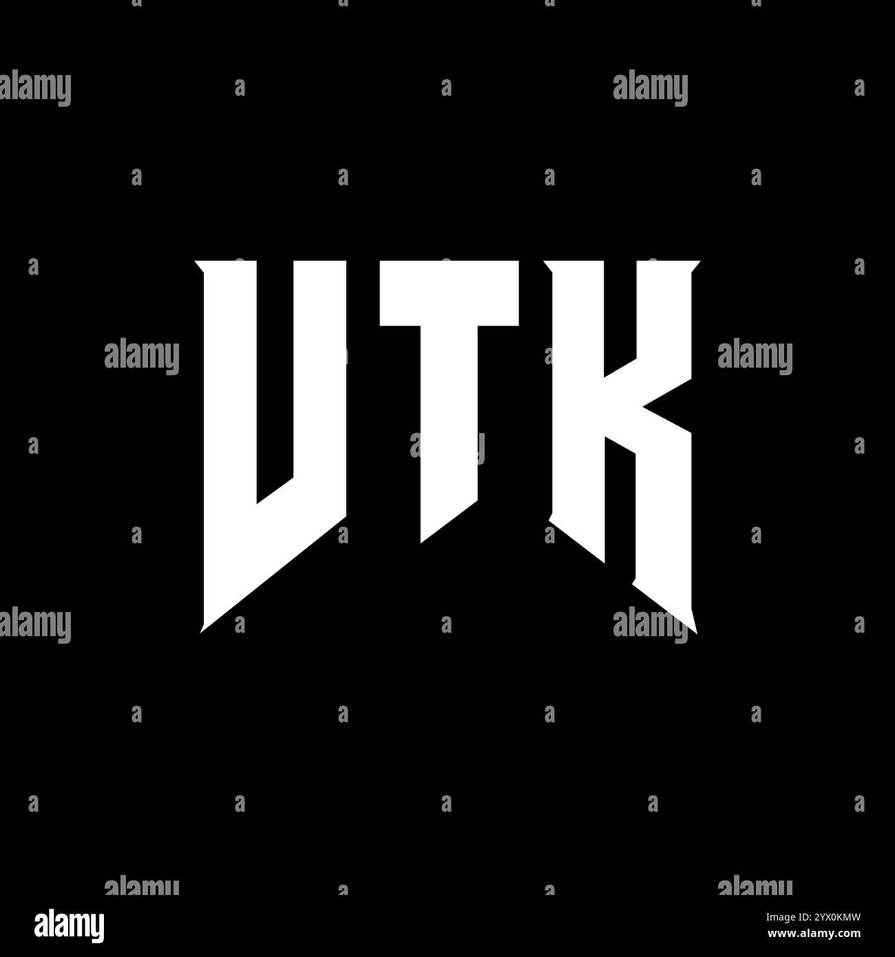VTK letter logo design for technology company. VTK logo design black and white color combination. VTK logo, VTK vector, VTK design, VTK icon, VTK alph Stock Vector