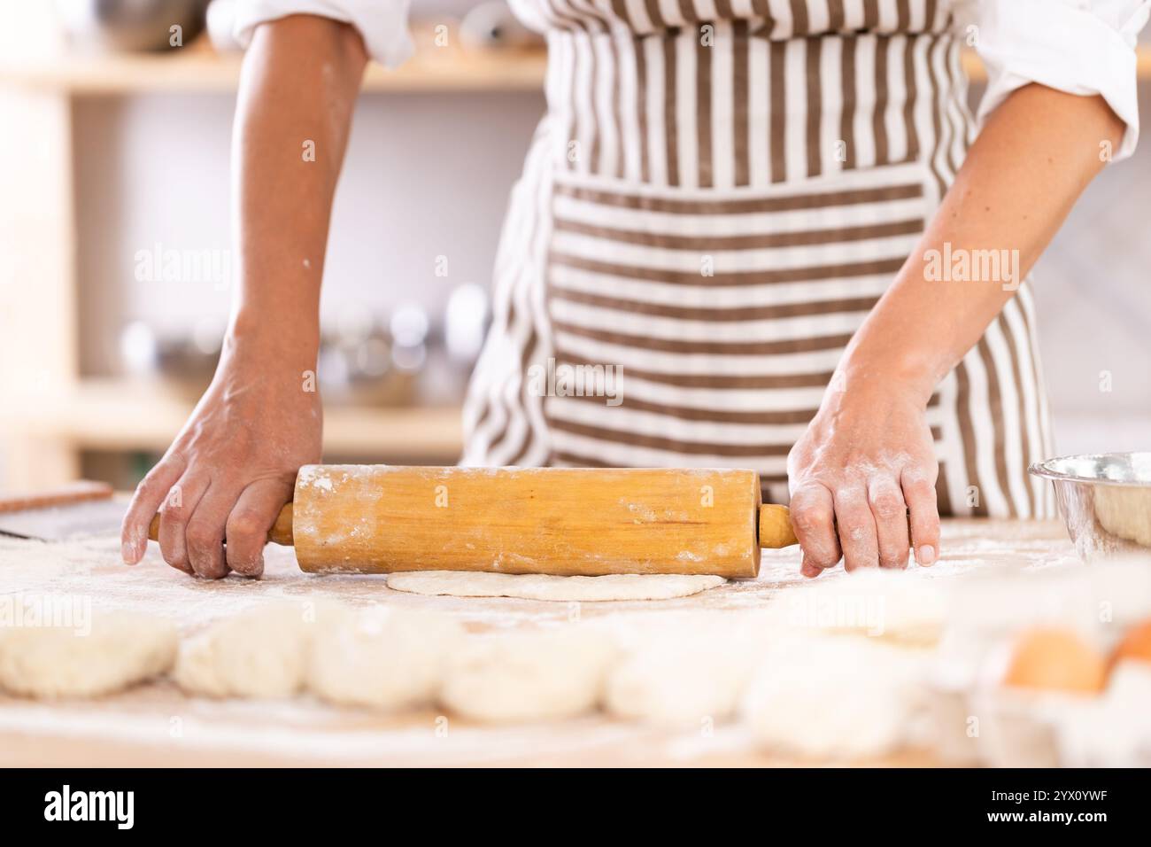 Rolling In Baking Kitchen chef rolling bread dough hi-res stock photography and images ...