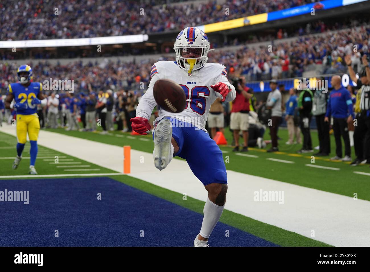 Buffalo Bills running back Ty Johnson touchdown celebration of an NFL ...