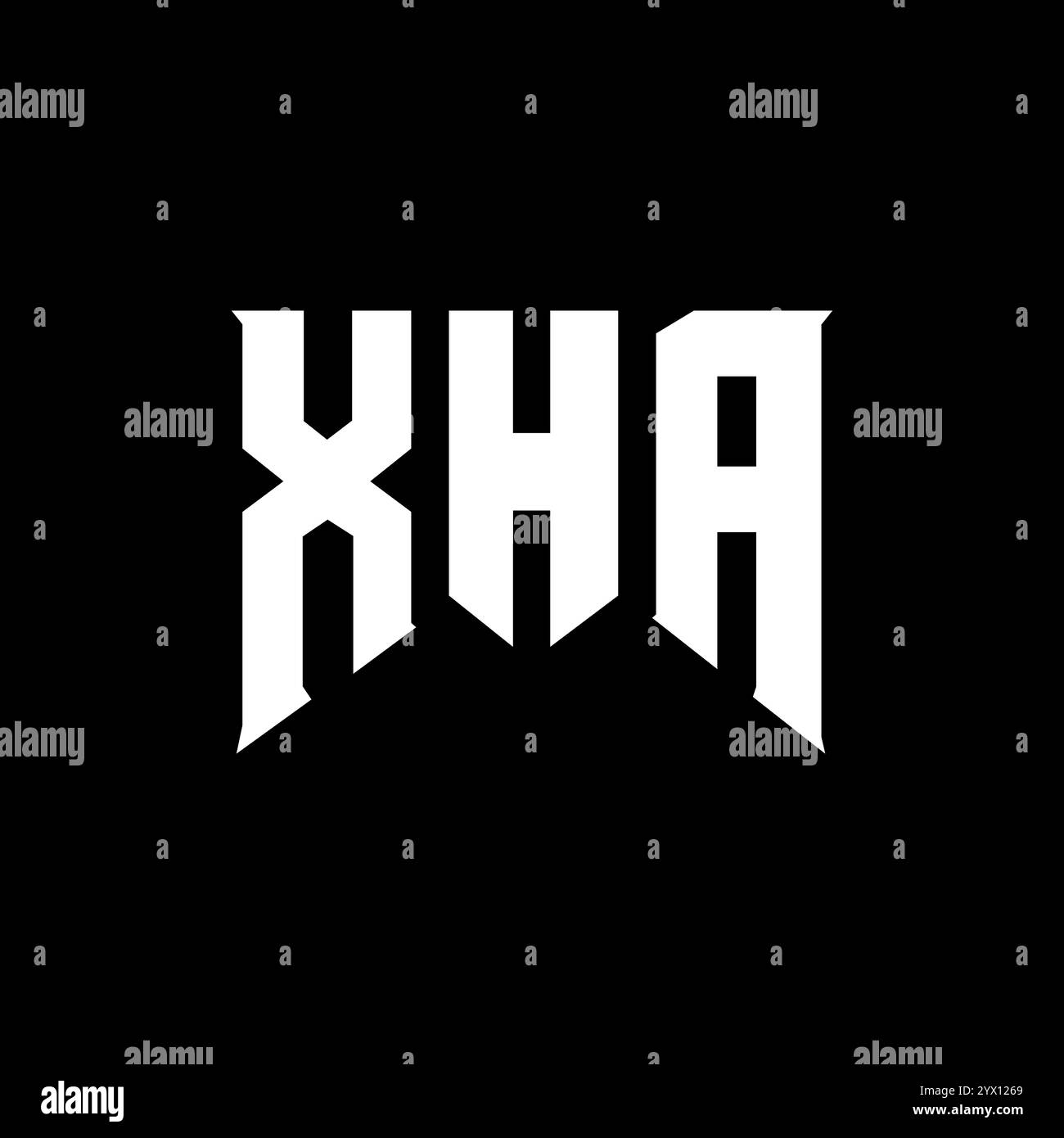 XHA letter logo design for technology company. XHA logo design black