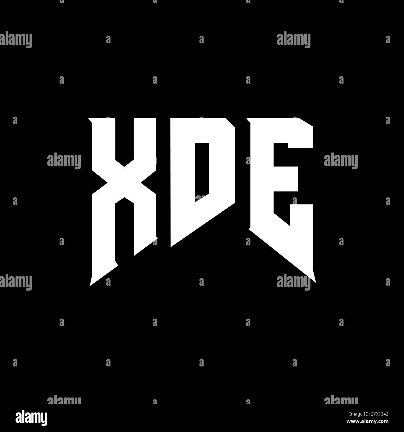 XDE letter logo design for technology company. XDE logo design black and white color combination. XDE logo, XDE vector, XDE design, XDE icon, XDE alph Stock Vector