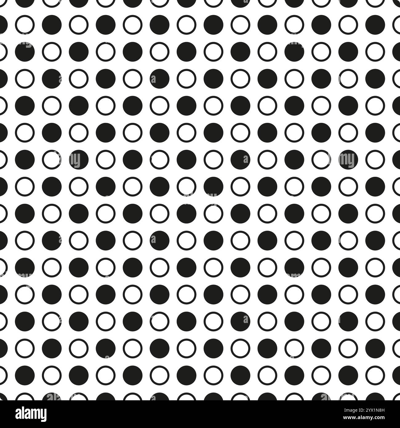 Black dot pattern. White background circles. Monochrome seamless texture. Vector dots composition. E Stock Vector