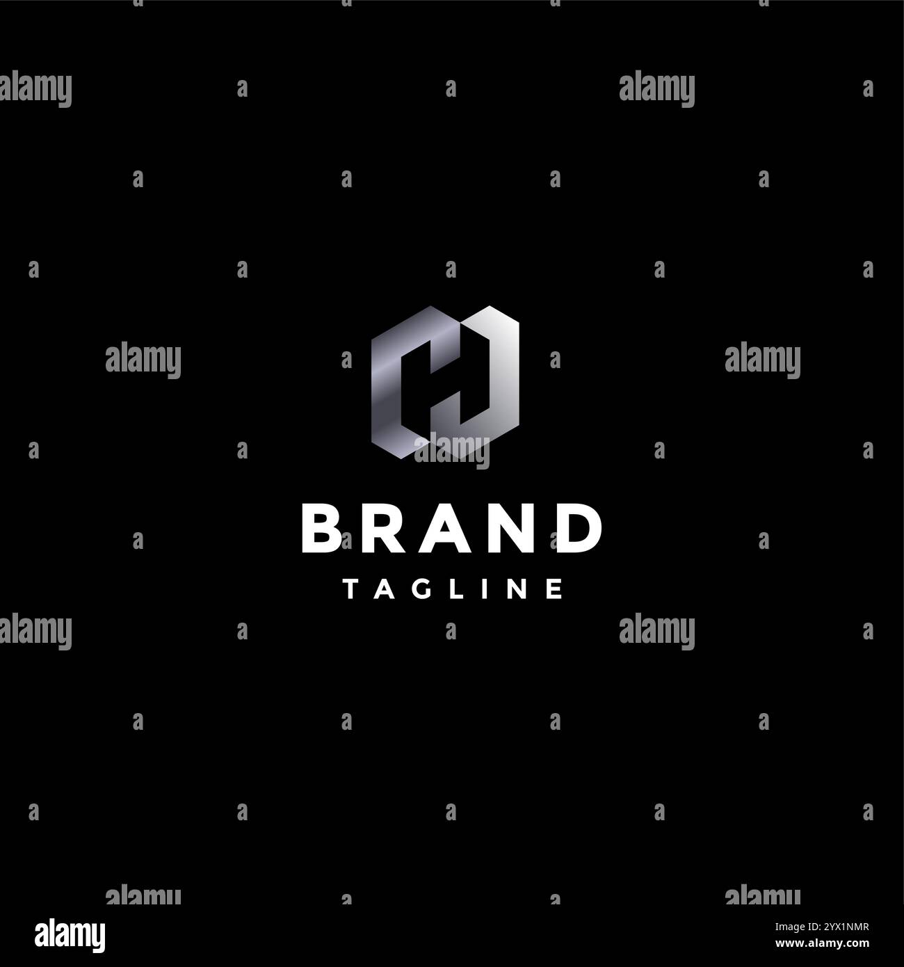 Geometry Shape With H Letter Inside Design. Geometry Initial Letter CHJ Logo Design. Stock Vector